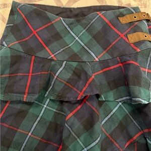 Plaid Tartan Skirt with Buckle Accents